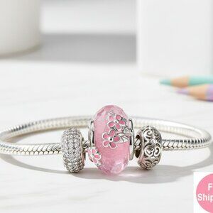Pink Charm For Bracelet S925.